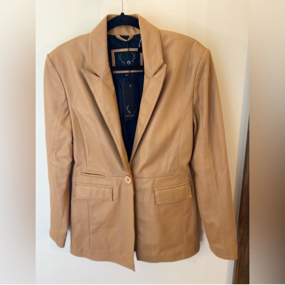 NWT / Bod & Christensen / Martina 100% Leather Blazer / Large / $590 retail